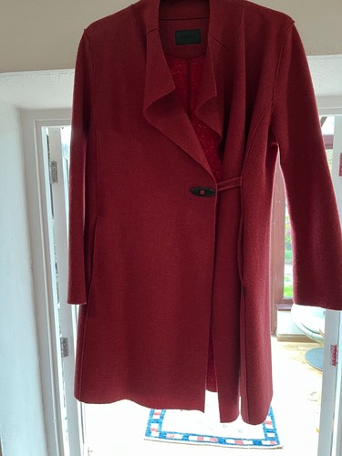 Red oska boiled wool coat - red,